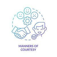 Manners of courtesy blue gradient concept icon. Social norms and behavior. Etiquette category abstract idea thin line illustration. Isolated outline drawing. vector