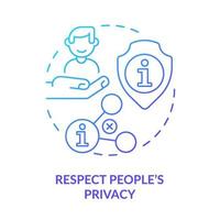 Respect people privacy blue gradient concept icon. Internet communication. Netiquette rule abstract idea thin line illustration. Isolated outline drawing. vector