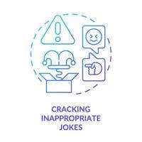 Cracking inappropriate jokes blue gradient concept icon. Be respectful. Business etiquette abstract idea thin line illustration. Isolated outline drawing. vector