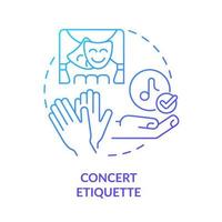 icono de concepto de gradiente azul de etiqueta de concierto. normas y código ético. cortesía y respeto. tipo de etiqueta idea abstracta ilustración de línea delgada. dibujo de contorno aislado. vector