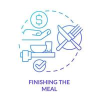 Finishing meal blue gradient concept icon. Place knife and fork properly. Restaurant etiquette abstract idea thin line illustration. Isolated outline drawing. vector