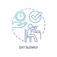 Eat slowly blue gradient concept icon. Do not hurry. Table manners and behavior. Restaurant etiquette abstract idea thin line illustration. Isolated outline drawing. vector