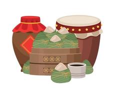 zongzi food and drum vector