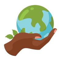 hand lifting earth planet vector