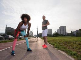 multiethnic group of people on the jogging photo