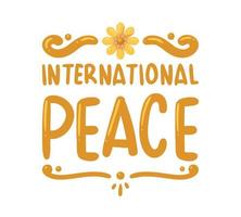 international peace lettering vector