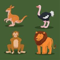 cuatro lindos animales bebés vector