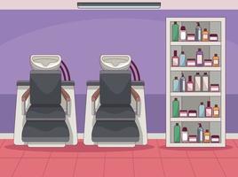 salón de belleza con sillones para lavar el cabello vector