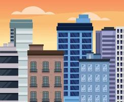 seven city buildings scene vector