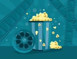 popcorn and reel film vector