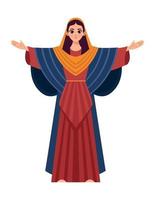 virgen maria roja rezando vector