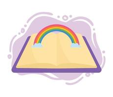 libro abierto con arcoiris vector