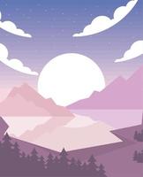 lake and forest landscape vector