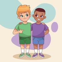 interracial little boys kids vector