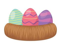 easter eggs in nest vector