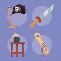 piratas cuatro iconos vector