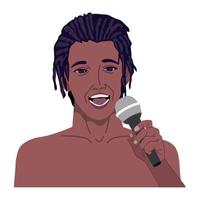 young afro man with microphone vector