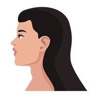 young woman profile character vector