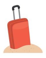 suitcase in beach sand vector