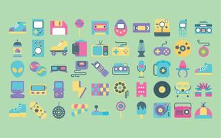 fifty nineties style icons vector