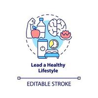 Lead healthy lifestyle concept icon. Balance and wellbeing. Self help with PTSD abstract idea thin line illustration. Isolated outline drawing. Editable stroke. vector