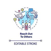 Reach out to others concept icon. Social activities. Self help with PTSD abstract idea thin line illustration. Isolated outline drawing. Editable stroke. vector