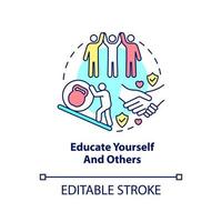 Educate yourself and others concept icon. Learning problem. Coping with PTSD abstract idea thin line illustration. Isolated outline drawing. Editable stroke. vector