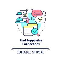 Find supportive connections concept icon. Group based support. Coping with PTSD abstract idea thin line illustration. Isolated outline drawing. Editable stroke. vector