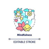 Mindfulness concept icon. Mind relaxing practices. Coping with PTSD abstract idea thin line illustration. Isolated outline drawing. Editable stroke. vector