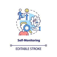 Self monitoring concept icon. Control your condition. PTSD coping strategy abstract idea thin line illustration. Isolated outline drawing. Editable stroke. vector