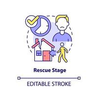 Rescue stage concept icon. Returning to trauma site. PTSD treatment abstract idea thin line illustration. Isolated outline drawing. Editable stroke. vector