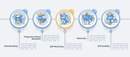 PTSD overcoming process circle infographic template. Mental health. Data visualization with 5 steps. Process timeline info chart. Workflow layout with line icons. vector