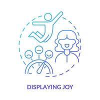 Displaying joy blue gradient concept icon. Showing pleasure. Charismatic people characteristic abstract idea thin line illustration. Isolated outline drawing. vector