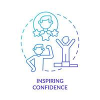 Inspiring confidence blue gradient concept icon. Self assurance. Charismatic people characteristic abstract idea thin line illustration. Isolated outline drawing. vector