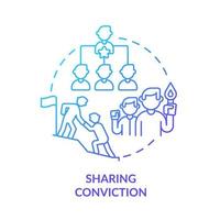 Sharing conviction blue gradient concept icon. Influencing and inspire. Charismatic people characteristic abstract idea thin line illustration. Isolated outline drawing. vector