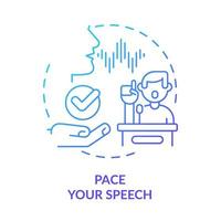 Pace your speech blue gradient concept icon. Develop and practice talking. Step to charisma abstract idea thin line illustration. Isolated outline drawing. vector