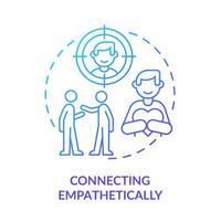 Connecting empathetically blue gradient concept icon. Understanding partner. Charismatic people characteristic abstract idea thin line illustration. Isolated outline drawing. vector