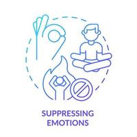 Suppressing emotions blue gradient concept icon. Self control. Impression management technique abstract idea thin line illustration. Isolated outline drawing. vector