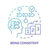 Being consistent blue gradient concept icon. Logical and rational. Impression management technique abstract idea thin line illustration. Isolated outline drawing. vector