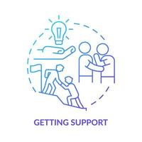 Getting support blue gradient concept icon. Motivate and inspire people. Leadership. Charisma benefit abstract idea thin line illustration. Isolated outline drawing. vector