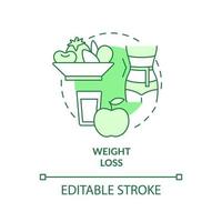 Weight loss green concept icon. Healthy meal plan. Benefit of vegan diet abstract idea thin line illustration. Isolated outline drawing. Editable stroke. vector