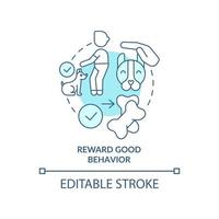 Reward good behavior turquoise concept icon. Dog training abstract idea thin line illustration. Positive reinforcement. Isolated outline drawing. Editable stroke. vector