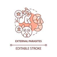 External parasites terracotta concept icon. Disease risk for dogs abstract idea thin line illustration. Tapeworms, mites. Isolated outline drawing. Editable stroke. vector