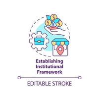 Establishing institutional framework concept icon. War-torn nation restoration abstract idea thin line illustration. Isolated outline drawing. Editable stroke. vector