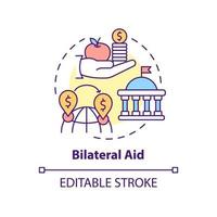 Bilateral aid concept icon. Type of foreign aid abstract idea thin line illustration. Allocate funds to recipient country. Isolated outline drawing. Editable stroke. vector