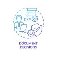 Document decisions blue gradient concept icon. Reporting about work. Principle of heritage conservation abstract idea thin line illustration. Isolated outline drawing. vector