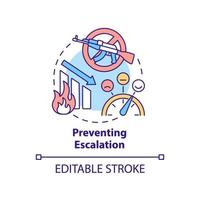 Preventing escalation concept icon. Post-conflict reconstruction abstract idea thin line illustration. Sustainable peace. Isolated outline drawing. Editable stroke. vector