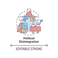 Political disintegration concept icon. Armed hostilities result abstract idea thin line illustration. National collapse. Isolated outline drawing. Editable stroke. vector