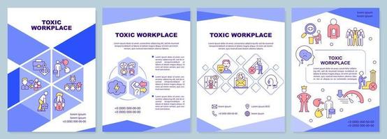 Toxic workplace brochure template. Unhealthy environment. Leaflet design with linear icons. 4 vector layouts for presentation, annual reports.