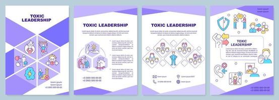 Toxic leadership brochure template. Abusive and hostile ceo. Leaflet design with linear icons. 4 vector layouts for presentation, annual reports.